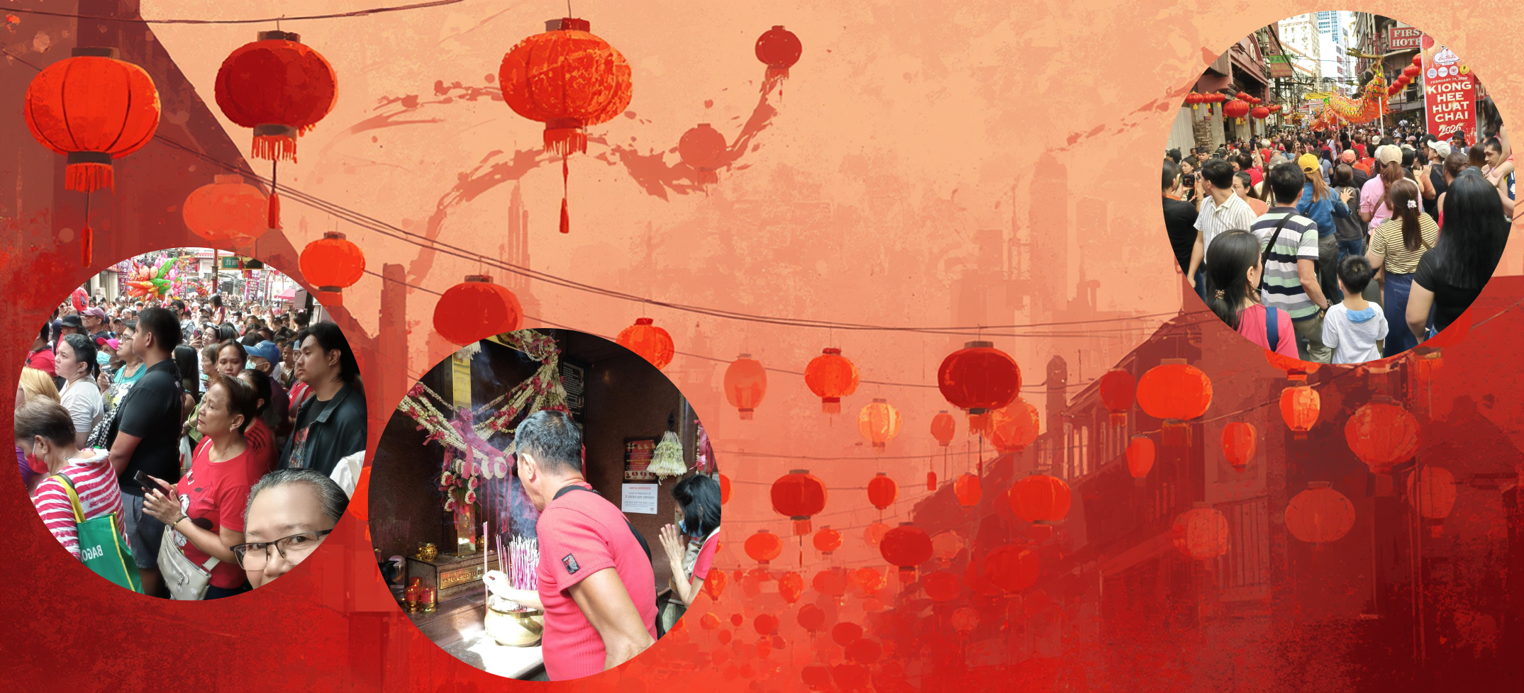 The sea of humanity that attended the Chinese New Year 2026 festivities and devotees lighting joss sticks at an altar inside the Minor Basilica of St. Lorenzo Ruiz in Binondo, Manila.