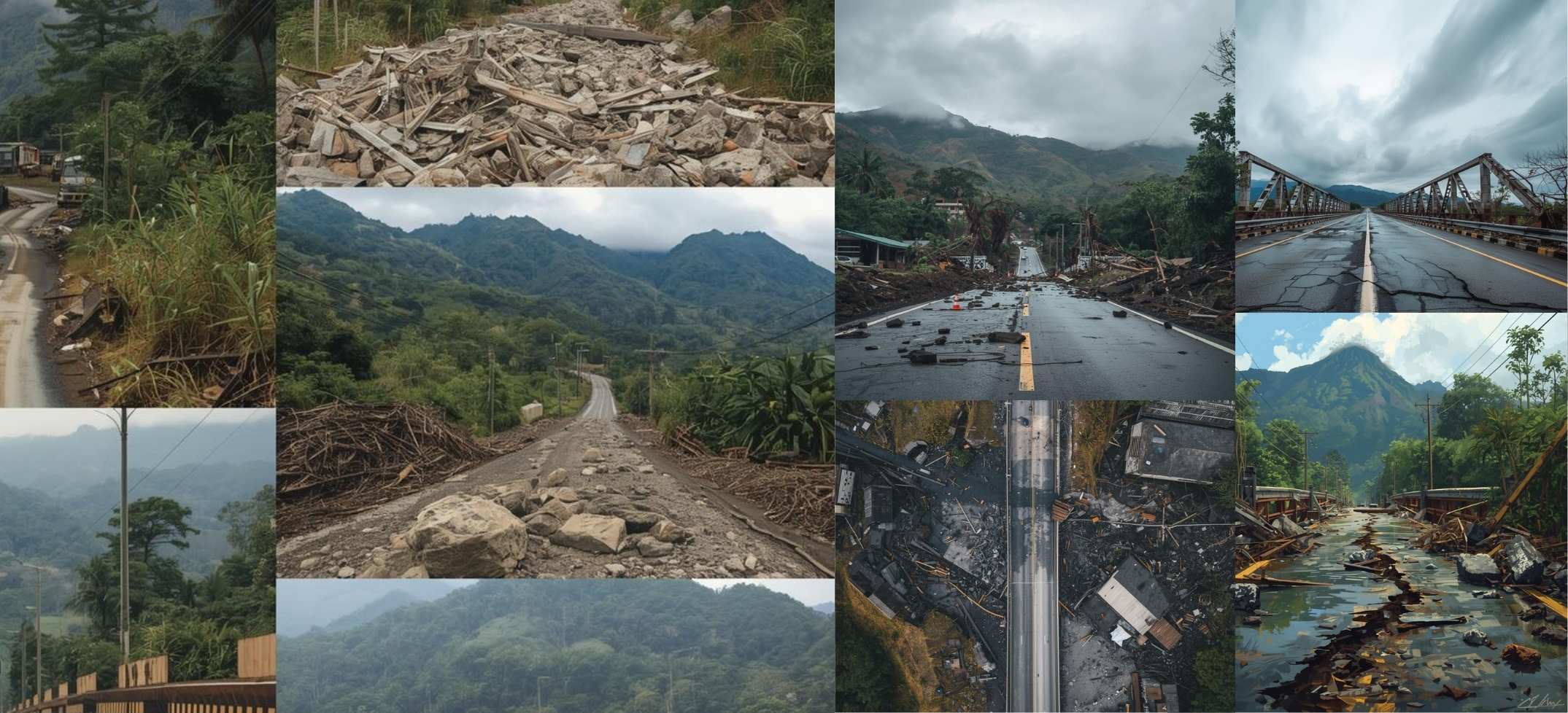 Destruction to Infrastructures caused by Typhoon and Volcano Eruption.